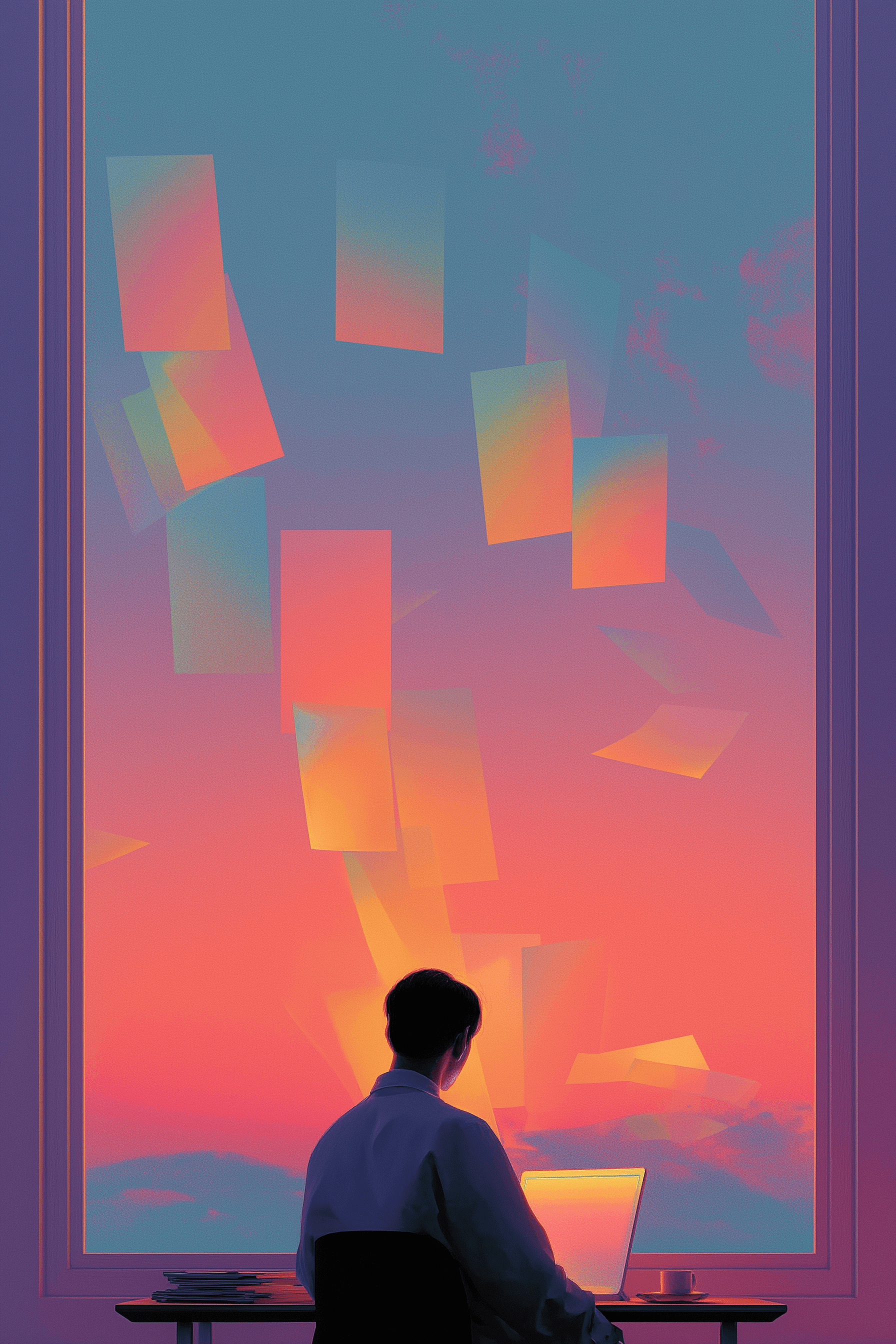 Person looking at floating data visualizations